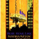 Personalised Greetings Card - Blue Star Line, Southampton-New York