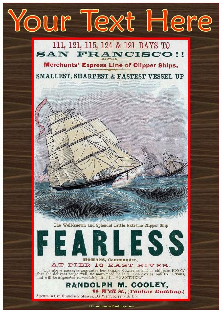 Personalised Greetings Card - Clipper Ship "Fearless"