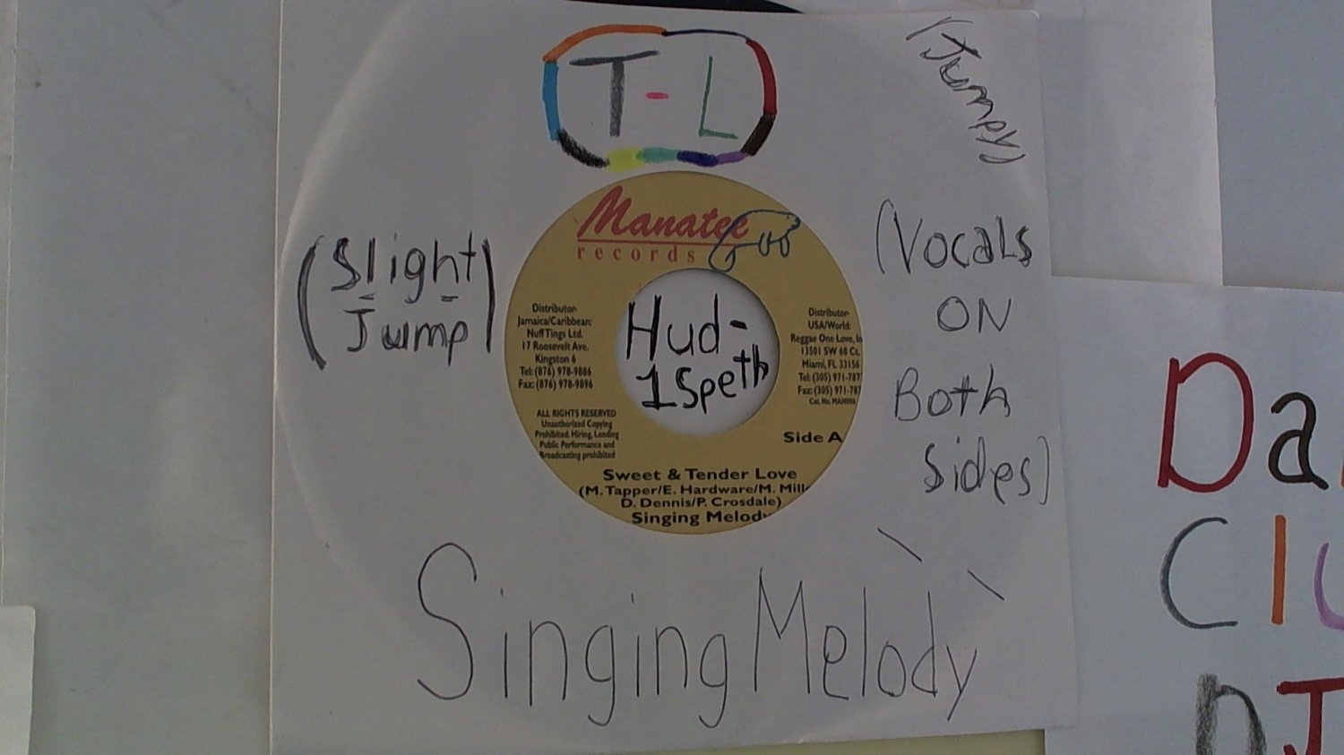 artist: Singing Melody side A: Sweet & Tender Love / B: Version label: Manatee (Used) 7"