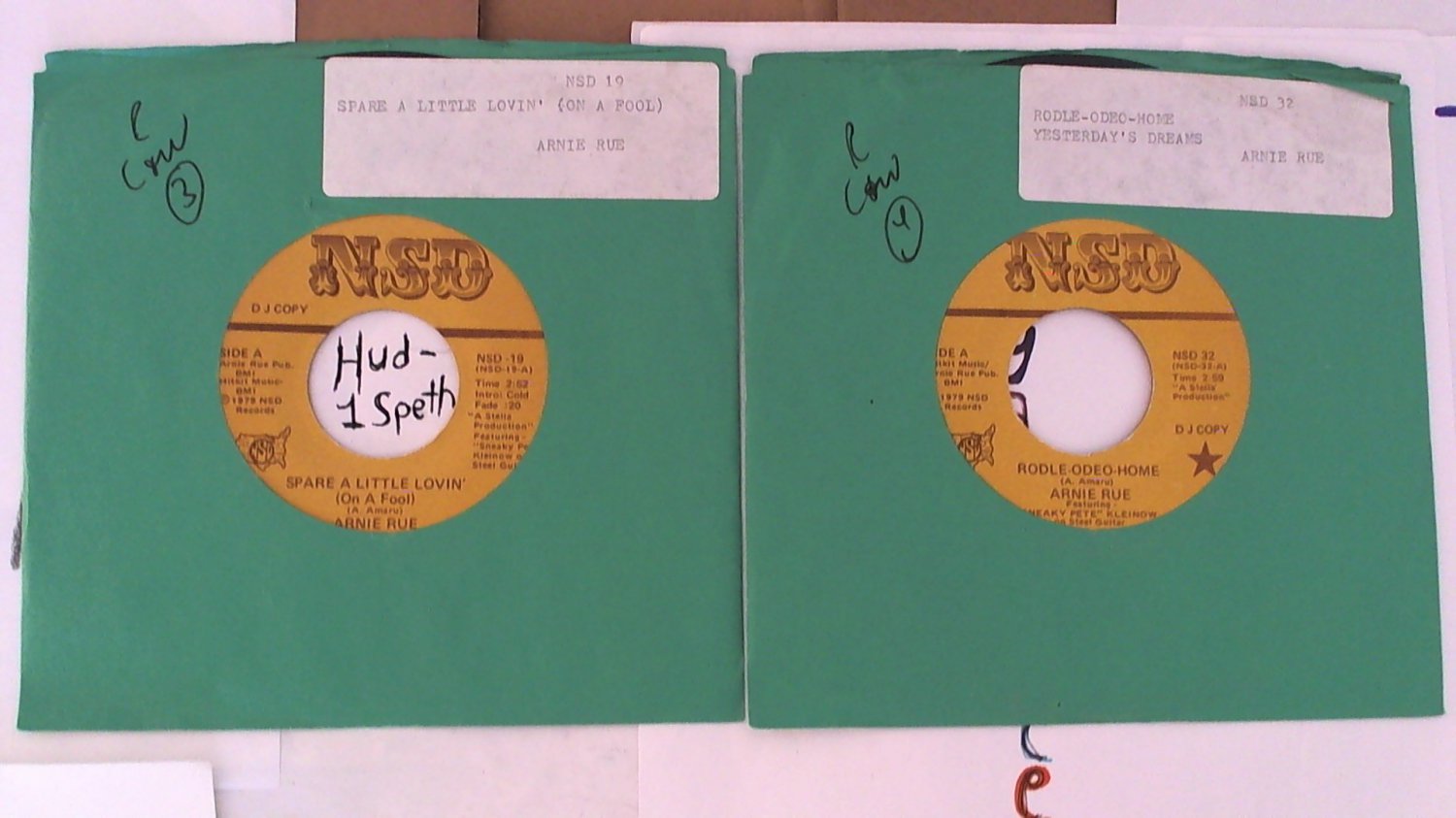 Lot Of 2 - Arnie Rue (Used) 7" American Country Music Vinyl Records