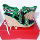 IMPO Stretch Espadrille Wyatt Fern Green Wedge Sandals - Size 6.5