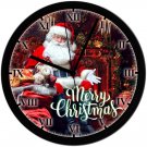 Santa's Merry Christmas, 8 in. Homemade Wall Clock w/ Battery, FREE SHIPPING!