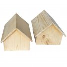 2 Unfinished Handmade Wooden Houses, DIY Wood Crafts Art 6.75” L x 6” W x 5.5" H