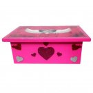 Angel Wings & Hearts Pink Homemade Wooden Keepsake Box, Size 7"L x 4"W x 2.5"H