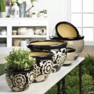 Floral Nights Ceramic Planter Set trio