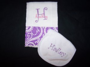 Personalized burp cloth & bib set