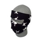 Cold Weather Headwear Neoprene Face Mask - Skull & Crossbones, White