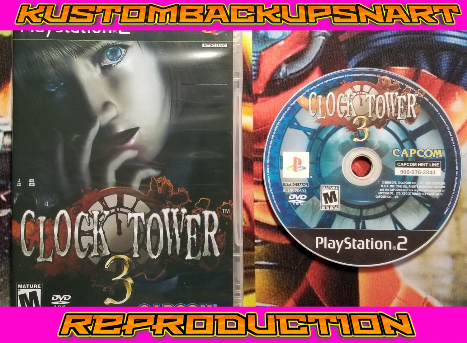 Clock Tower 3 Custom Reproduction Case and Art Disc for Playstation 2