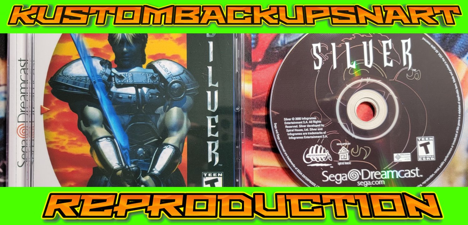 Silver Custom Reproduction Case and Art Disc for Sega Dreamcast