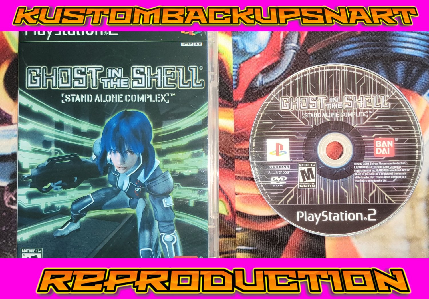 Ghost in the Shell  Stand Alone Complex Custom  Reproduction Case and Art Disc for Playstation 2
