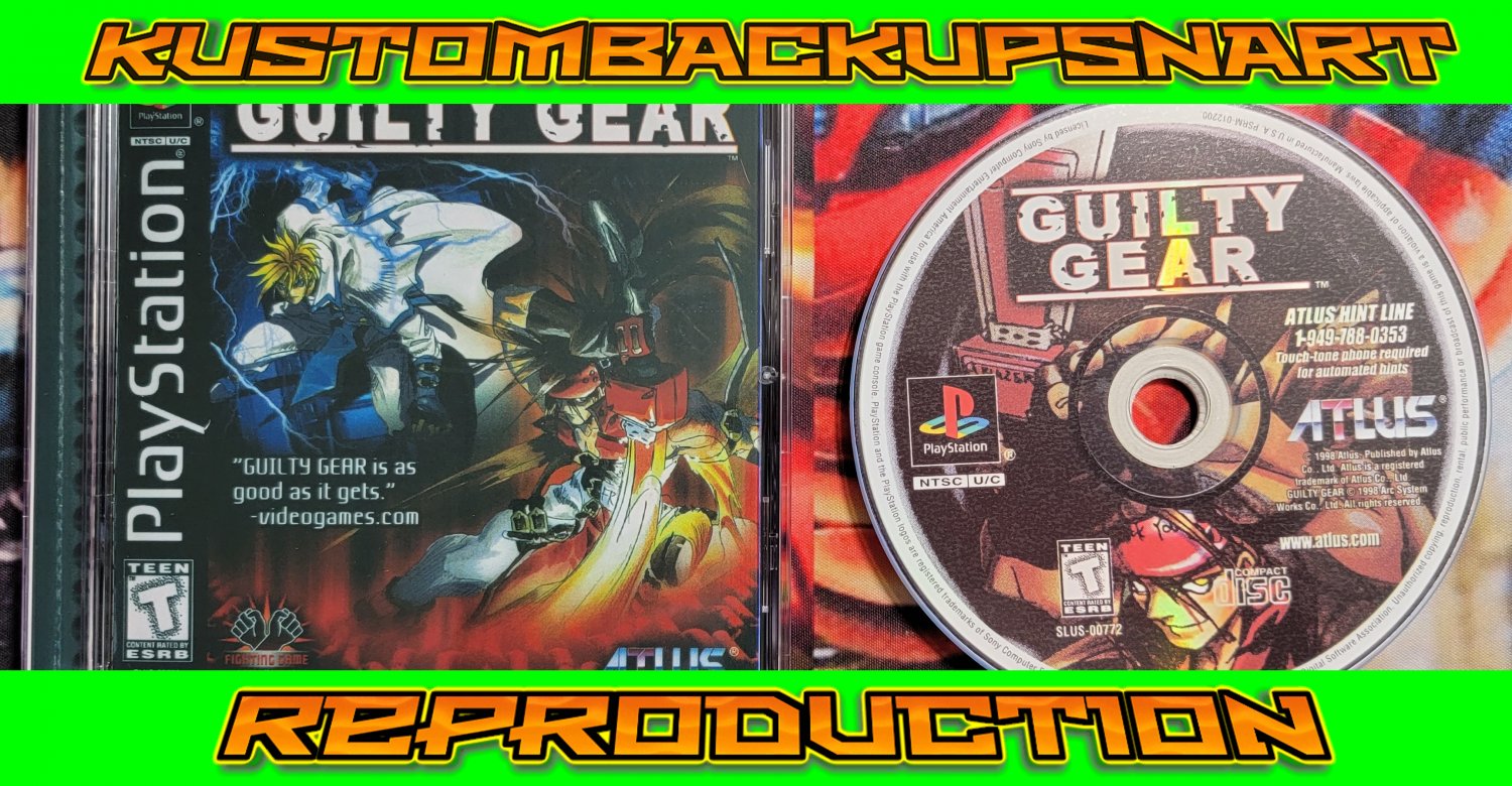 Guilty Gear Custom Reproduction Case and Art Disc for PS1