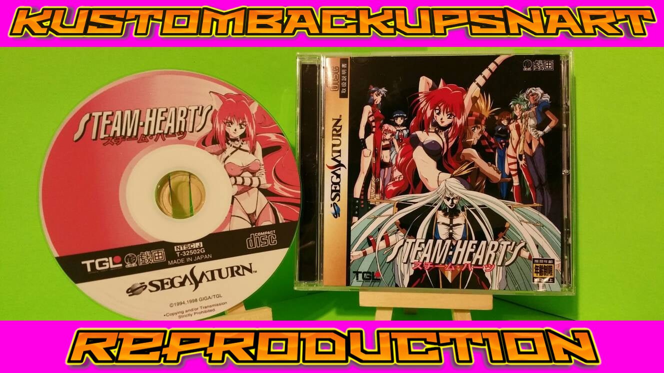 Steam Hearts Custom Reproduction Case and Art Disc for Sega Saturn