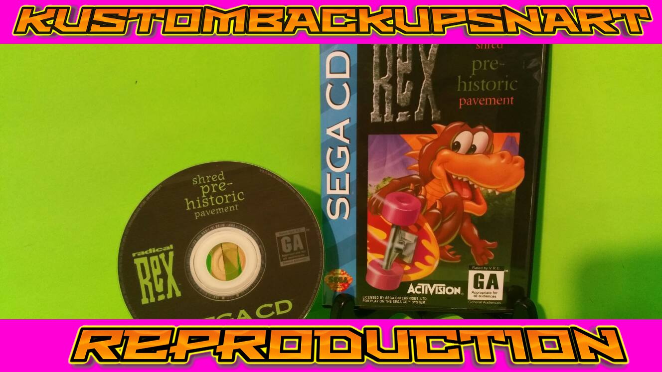Radical rex Custom Reproduction Case and Art Disc for Sega CD
