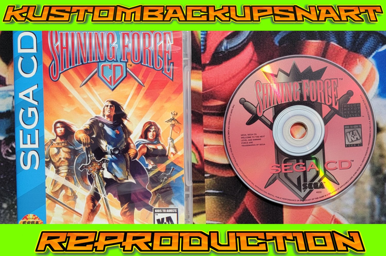 Shining force CD Custom Reproduction Case and Art Disc for Sega CD