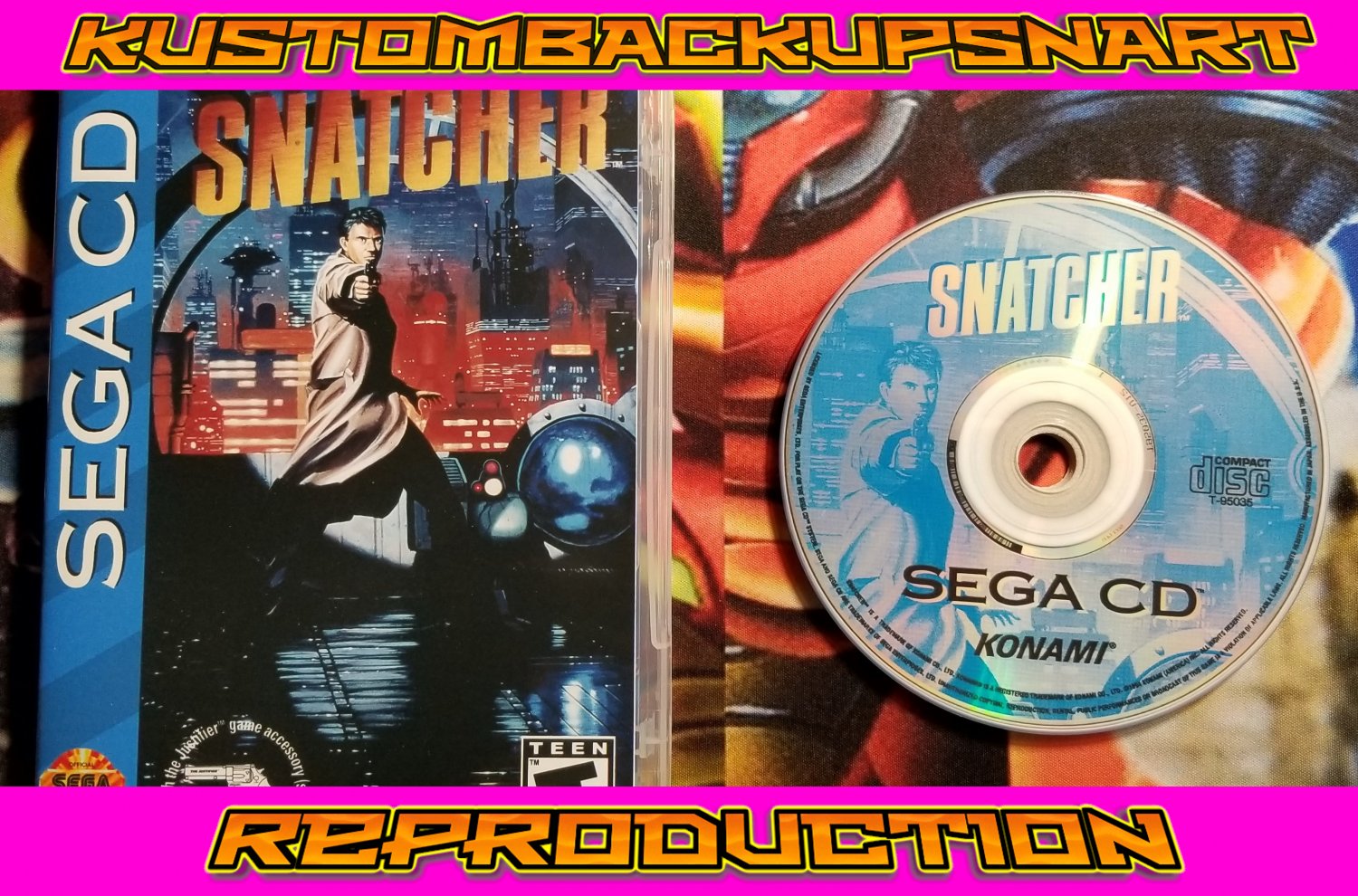 Snatcher Custom Reproduction Case and Art Disc for Sega CD