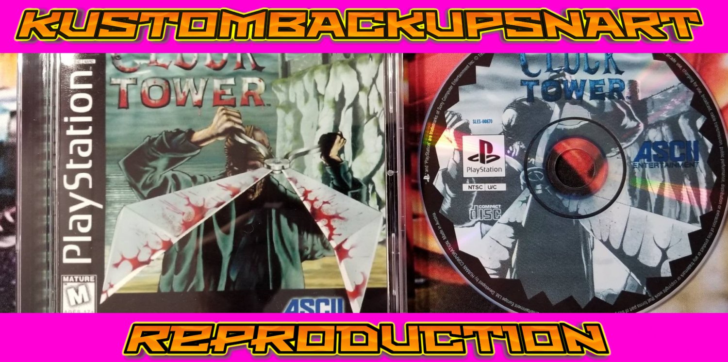 Clock Tower  Custom Reproduction Case and Art Disc for PS1