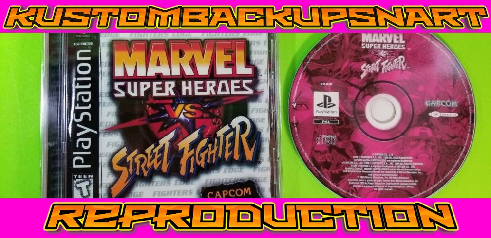 Marvel Super Heroes vs Street Fighter  Custom Reproduction Case and Art Disc for PS1