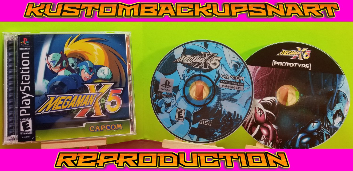 MegaMan X5 BETA AN PROTOTYPES  Custom Reproduction Case and Art Disc for PS1