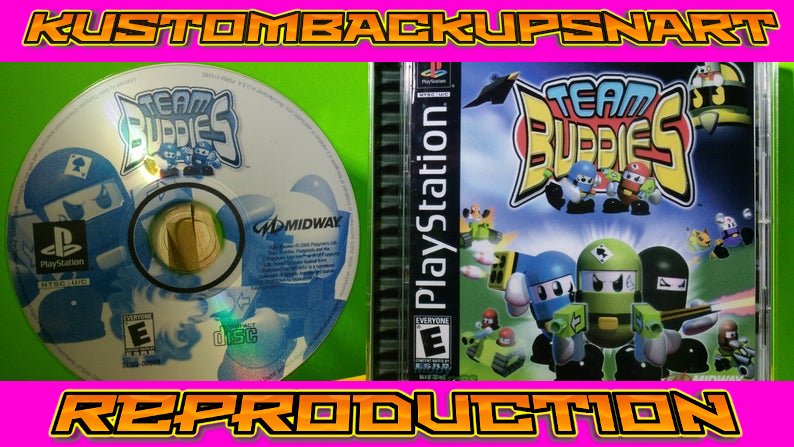 Team Buddies  Custom Reproduction Case and Art Disc for PS1