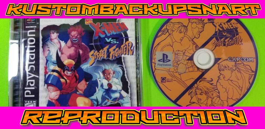X-Men vs. Street Fighter  Custom Reproduction Case and Art Disc for PS1
