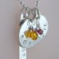 Custom Handstamped Personalized Mom Family Sterling Silver Circle Pendant Necklace N143
