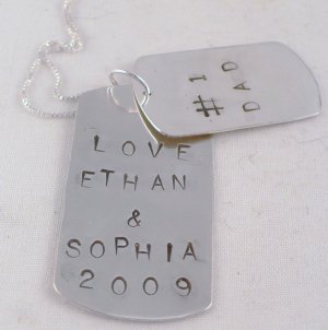 Dad Dog Tag Necklace Sterling Silver Custom Personalized Father N121