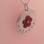 Flower Custom Hand Stamped Personalized Sterling Silver Circle Pendant Necklace N068