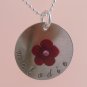 Flower Custom Hand Stamped Personalized Sterling Silver Circle Pendant Necklace N068