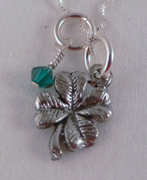Four Leaf Clover Irish St. Patrick's Day Charm Sterling Silver Necklace N057