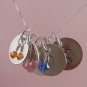 5/8" 16 mm Charm Pendant Birthstone Hand Stamped Sterling Silver Personalized P004
