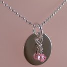 Charm Necklace Birthstone Hand Stamped Sterling Silver Personalized N056