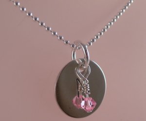 Charm Necklace Birthstone Hand Stamped Sterling Silver Personalized N056