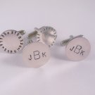 Cufflinks Men Personalized Sterling Silver Circle Monogram Names M007