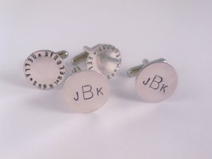 Cufflinks Men Personalized Sterling Silver Circle Monogram Names M007