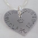 Heart Necklace Sterling Silver Custom Personalized Hand Stamped N052