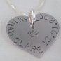 Heart Necklace Sterling Silver Custom Personalized Hand Stamped N052