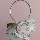 Heart Square Circle Necklace Sterling Silver Custom Personalized Hand Stamped N049