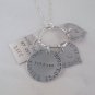 Heart Square Circle Necklace Sterling Silver Custom Personalized Hand Stamped N049