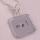 Square Necklace Sterling Silver Custom Personalized Hand Stamped N044
