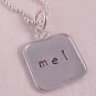 Square Necklace Sterling Silver Custom Personalized Hand Stamped N044