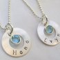 Custom Personalized Sterling Silver Hand Stamped Circle Birthstone Necklace N030