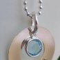 Custom Personalized Sterling Silver Hand Stamped Circle Birthstone Necklace N030