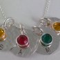 Custom Personalized Sterling Silver Hand Stamped Circle Birthstone Pendant P001