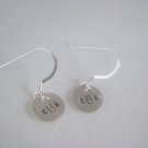 Monogram Name Earrings Sterling Silver Dangle Circle Hand Stamped E001