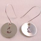 Rabbit Bunny Easter Alice in Wonderland Sterling Silver Dangle Circle Earrings E005