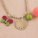 Butterfly Charm Necklace Custom Personalized Silver N168