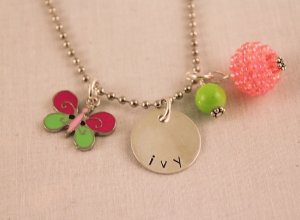Butterfly Charm Necklace Custom Personalized Silver N168