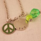 Peace Charm Necklace Custom Personalized Silver N159