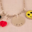 Peace Love Happiness Charm Necklace Custom Personalized Silver N157
