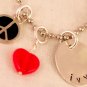 Peace Love Happiness Charm Necklace Custom Personalized Silver N157